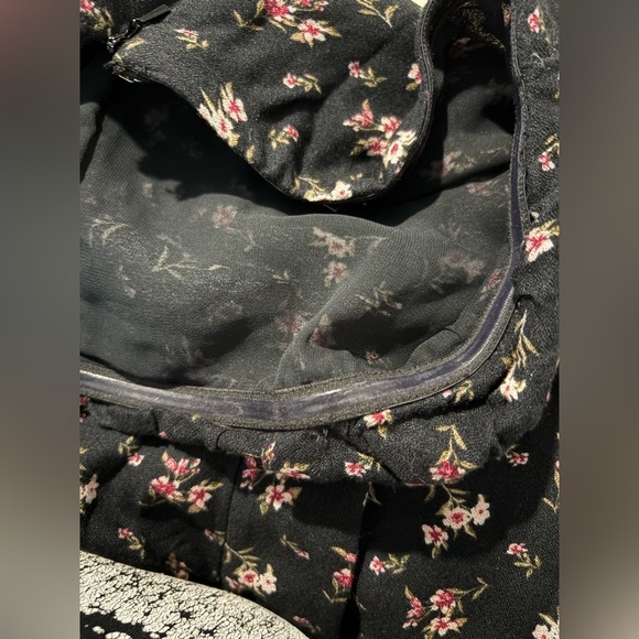 American Eagle NWT strapless black floral jumpsuit wide leg size small - Picture 11 of 13